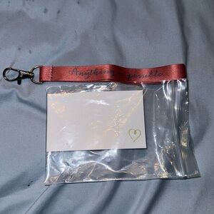 Anything is possible keychain, lanyard, dark rose, pink silver quote inspiration